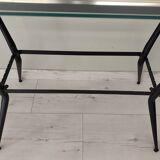 Antique side table made of metal and glass