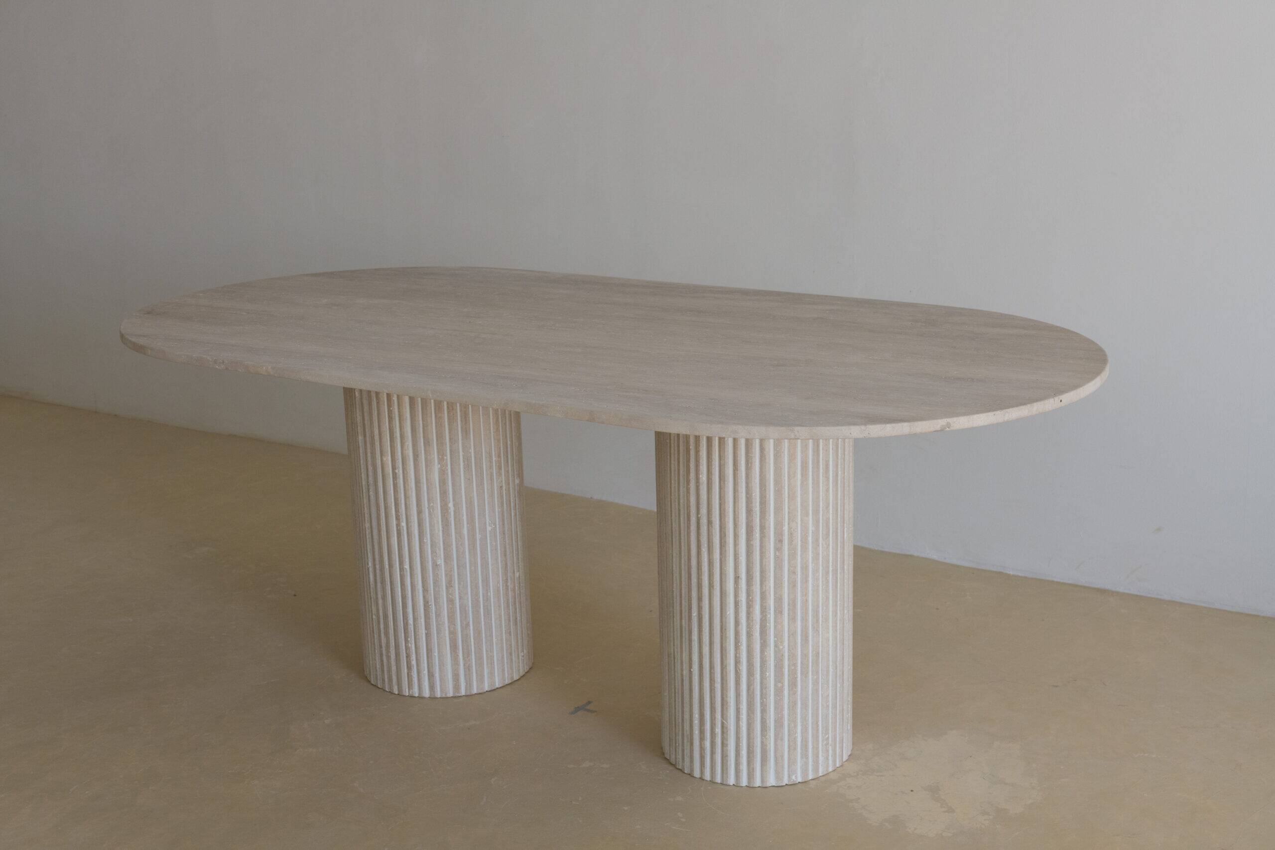 Olya Oblong Dining Table - Natural Travertine