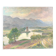 Tableau ancien paysage lac et montagne