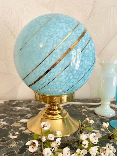 Art Deco lamp in blue Clichy glass