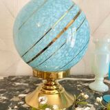 Lampe art déco verre de clichy bleu