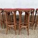 Lot de 7 tabourets de bar en bois courbé assise skaï rouge