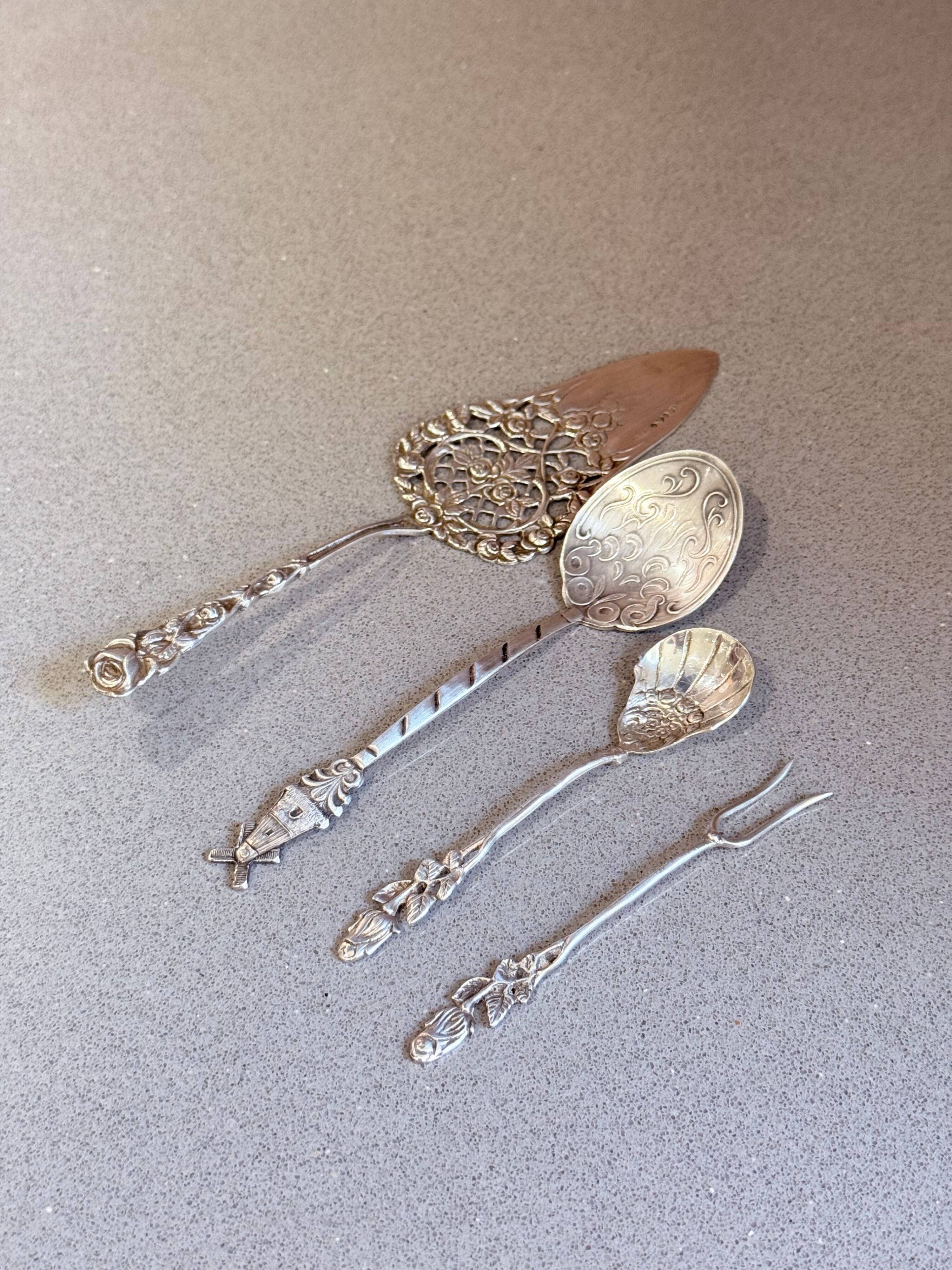 Antique Swedish Sterling Silver Hors d'Oeuvre and Dessert Serving Set, 1949