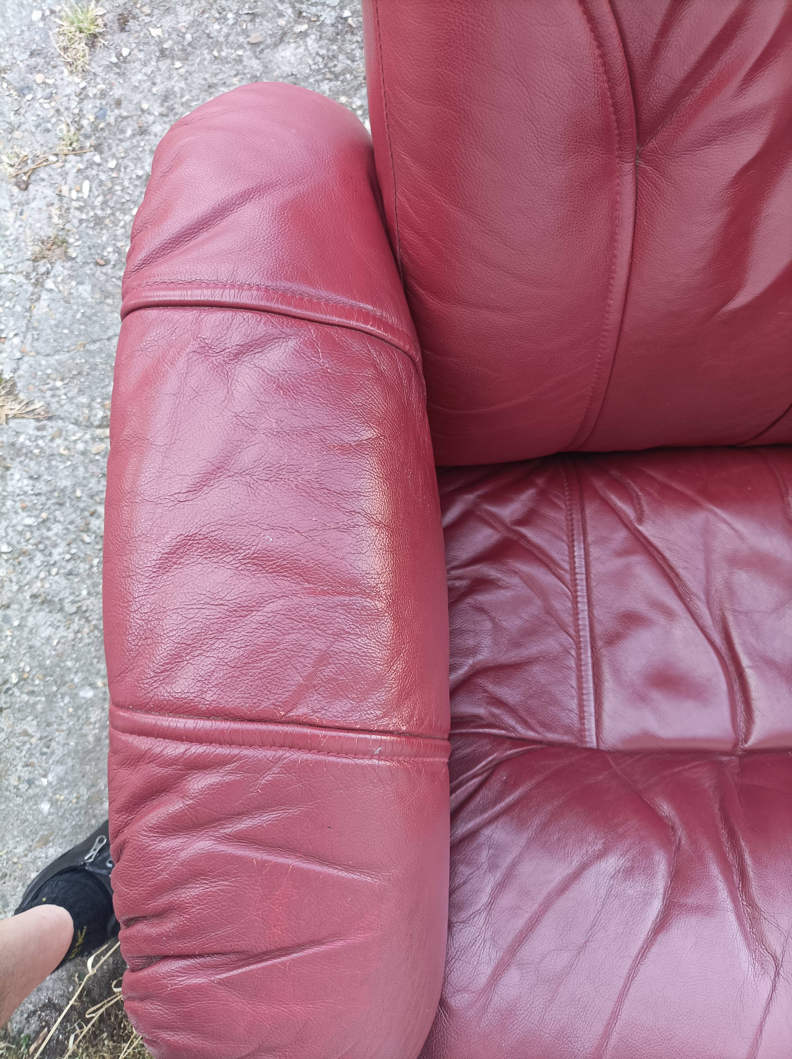 Old armchair on vintage leather foot + foot rest