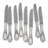 Christofle Marly, 8 dessert knives, for dessert and cheese, silver-plated metal, 19.5cm.