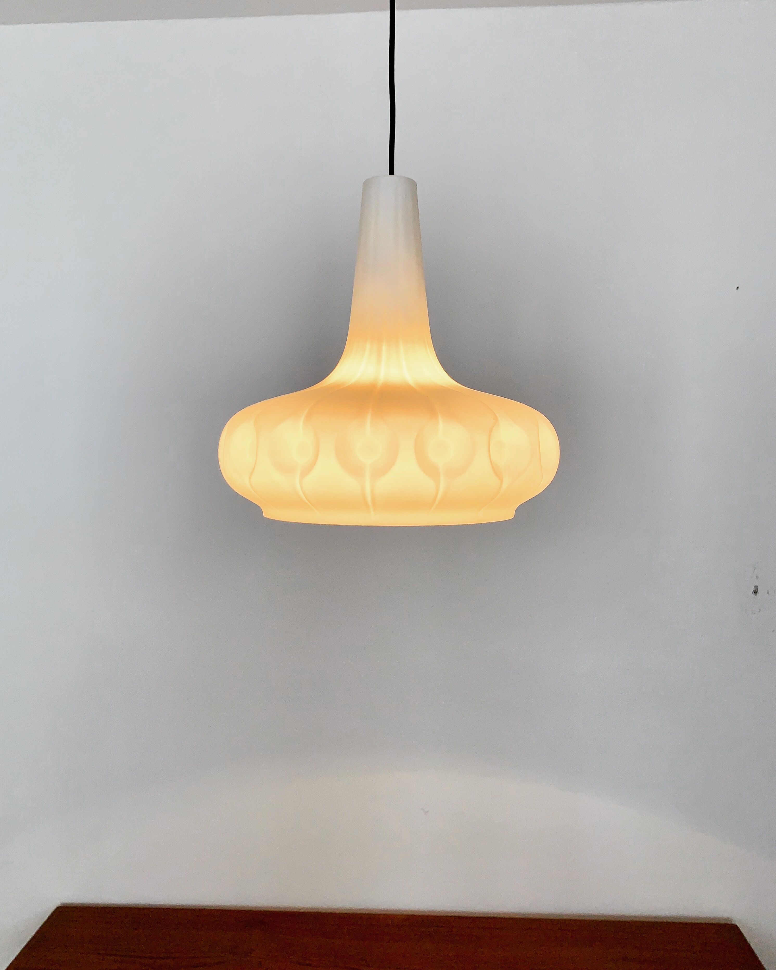 Mid century modern opaline pendant lamp by Peill and Putzler