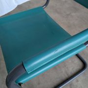Vintage Mart Stam Style Armchair: Turquoise Leather, Black Chrome Cantileve