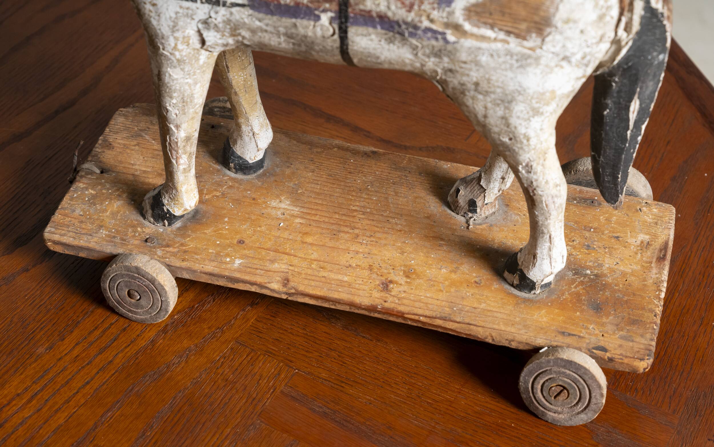 Antique Wooden Toy Horse on Wheels, Early 20th Century