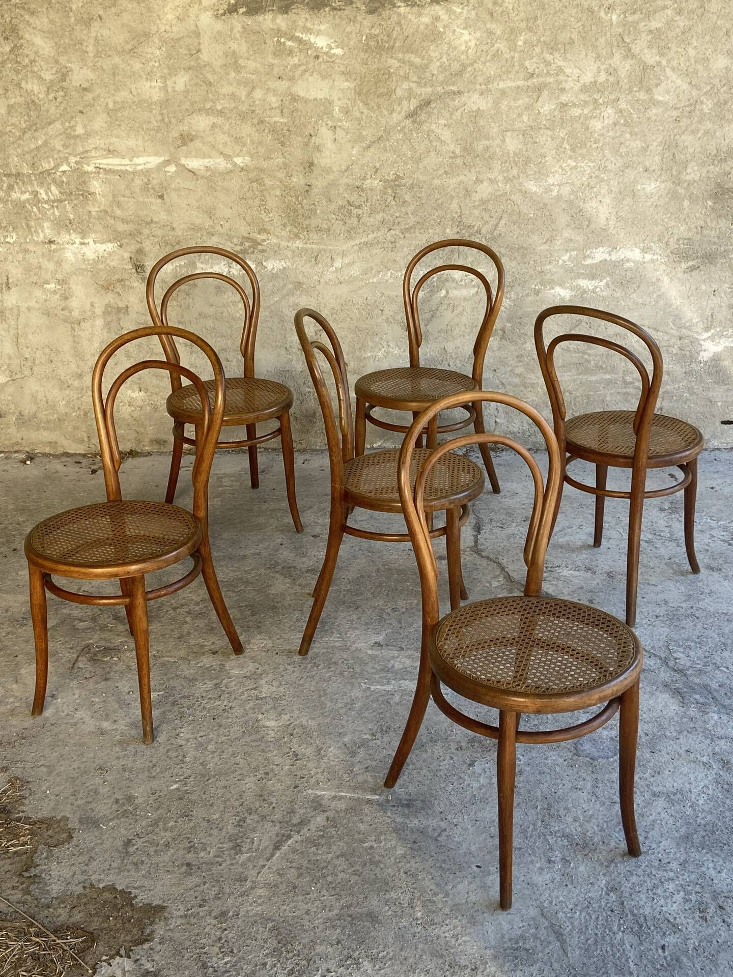 Set of Thonet chairs with caning