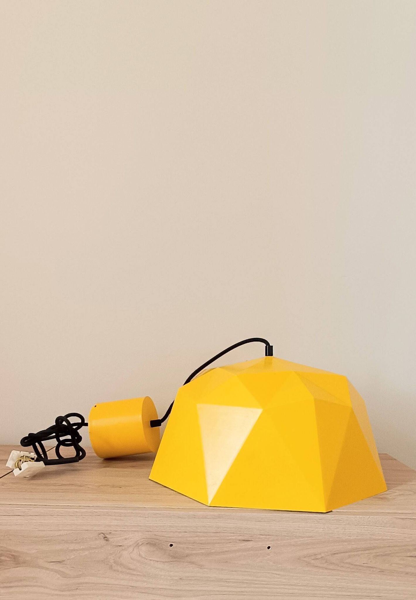 Vintage Bakelite origami-shaped yellow pendant light