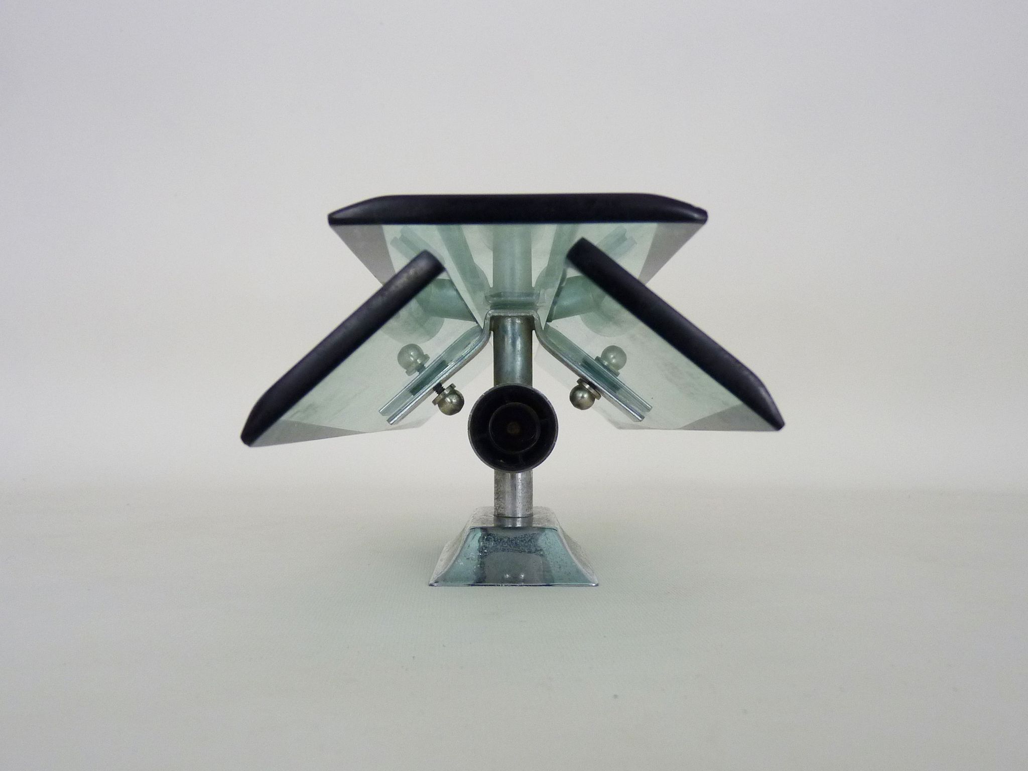 Stainless steel wall lamp and bluish glass, 2 lights, Veca 1960