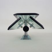 Stainless steel wall lamp and bluish glass, 2 lights, Veca 1960