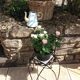 Plant holder "chair" in wrought iron and earthenware / vintage 60s-70s