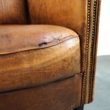 Super rugged sheepskin leather armchair with a wonderfully rugged look