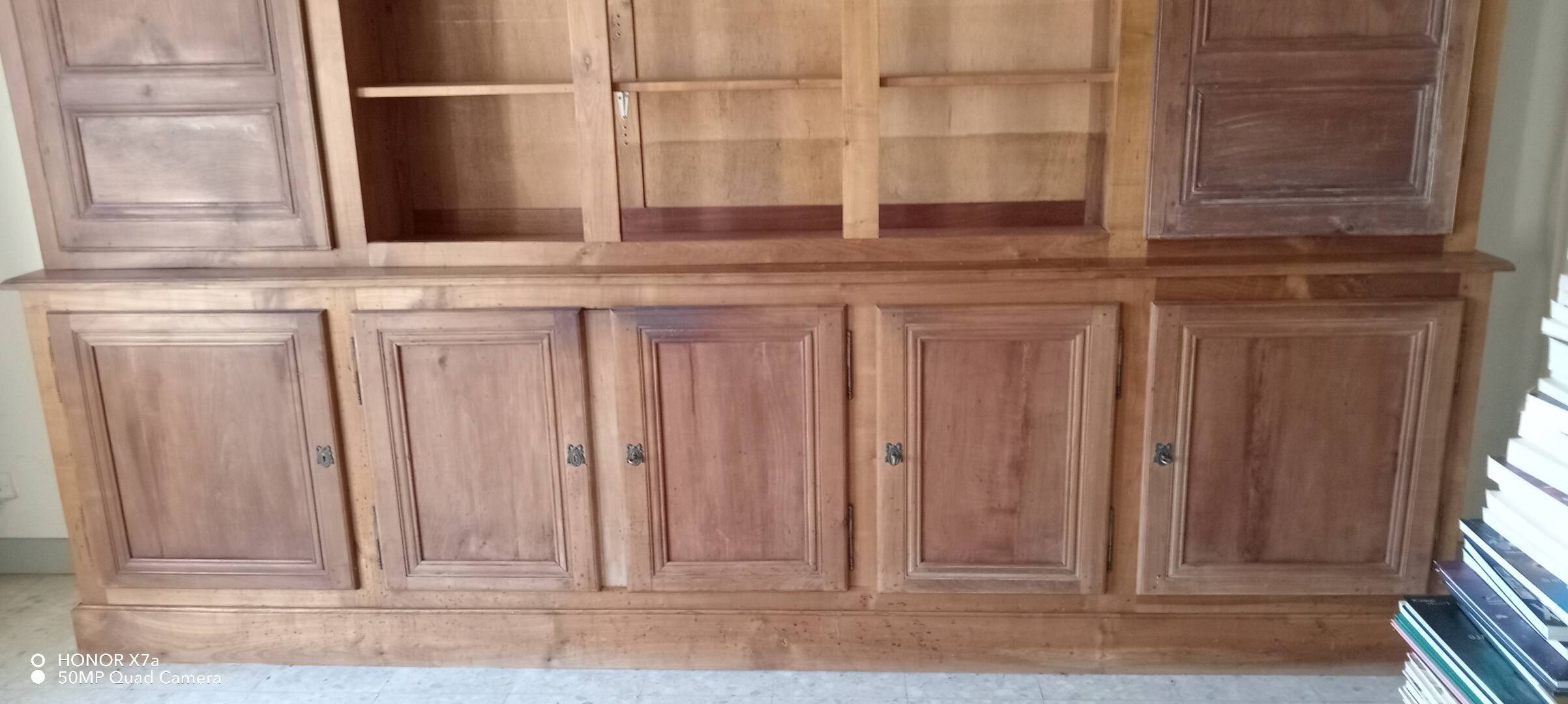 Library in solid cherry wood, Louis Philippe style.