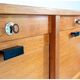 Double curtain file cabinet, 1950s, light oak