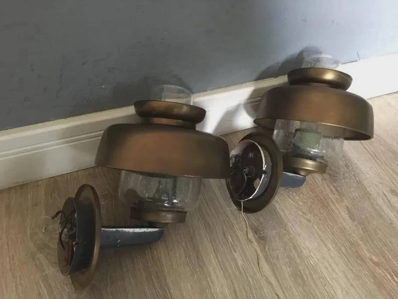 Pair of Egon Hillebrand Brass Wall Lamps – Germany, 1960s