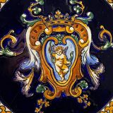 Gien earthenware trivet with Italian Renaissance decor
