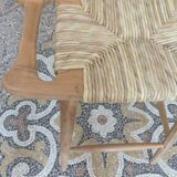 Teak and raffia bar stool