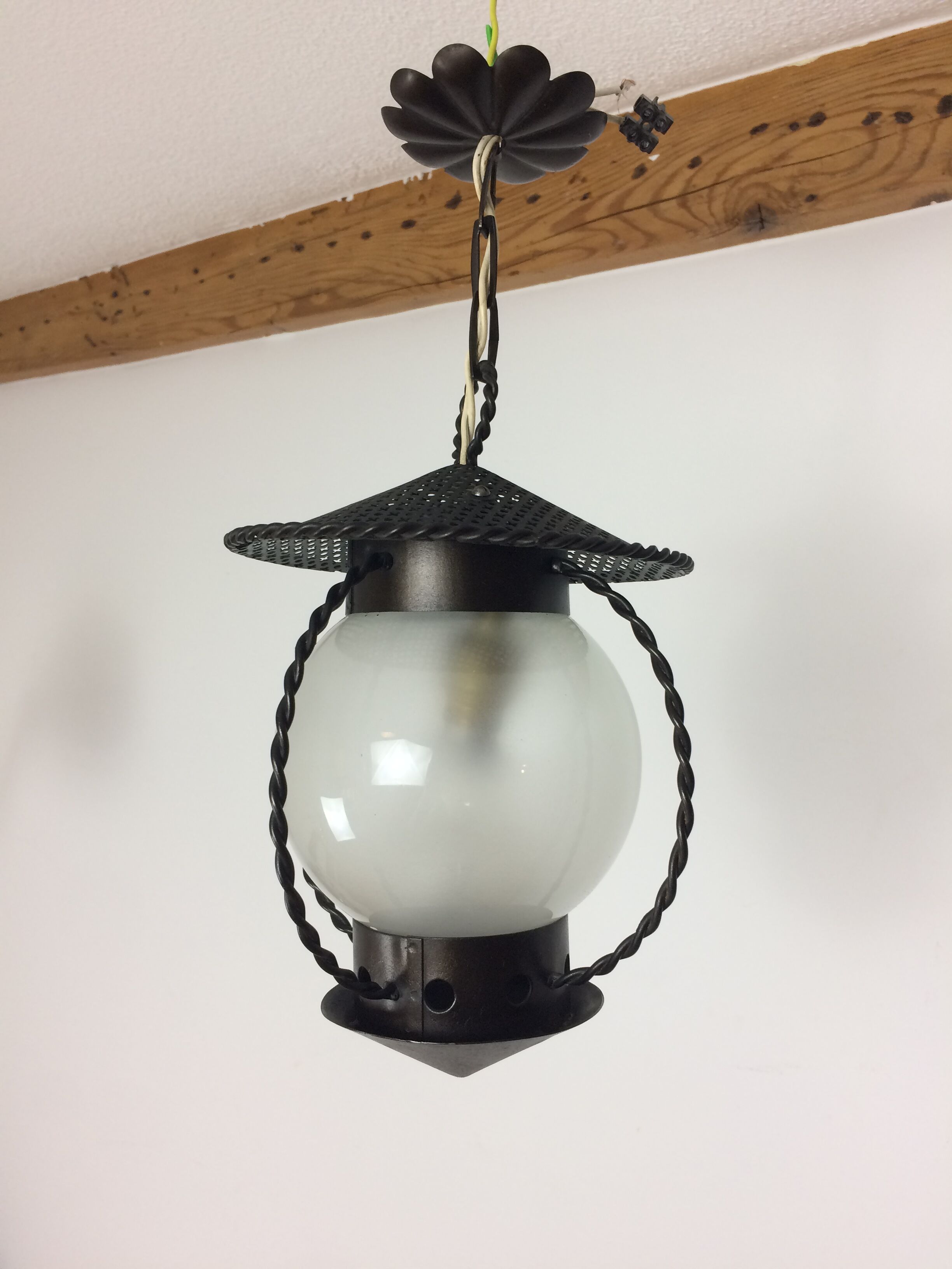 Suspension black perforated sheet metal lantern