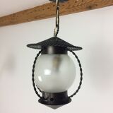 Suspension black perforated sheet metal lantern