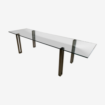 Glass and stainless steel table
