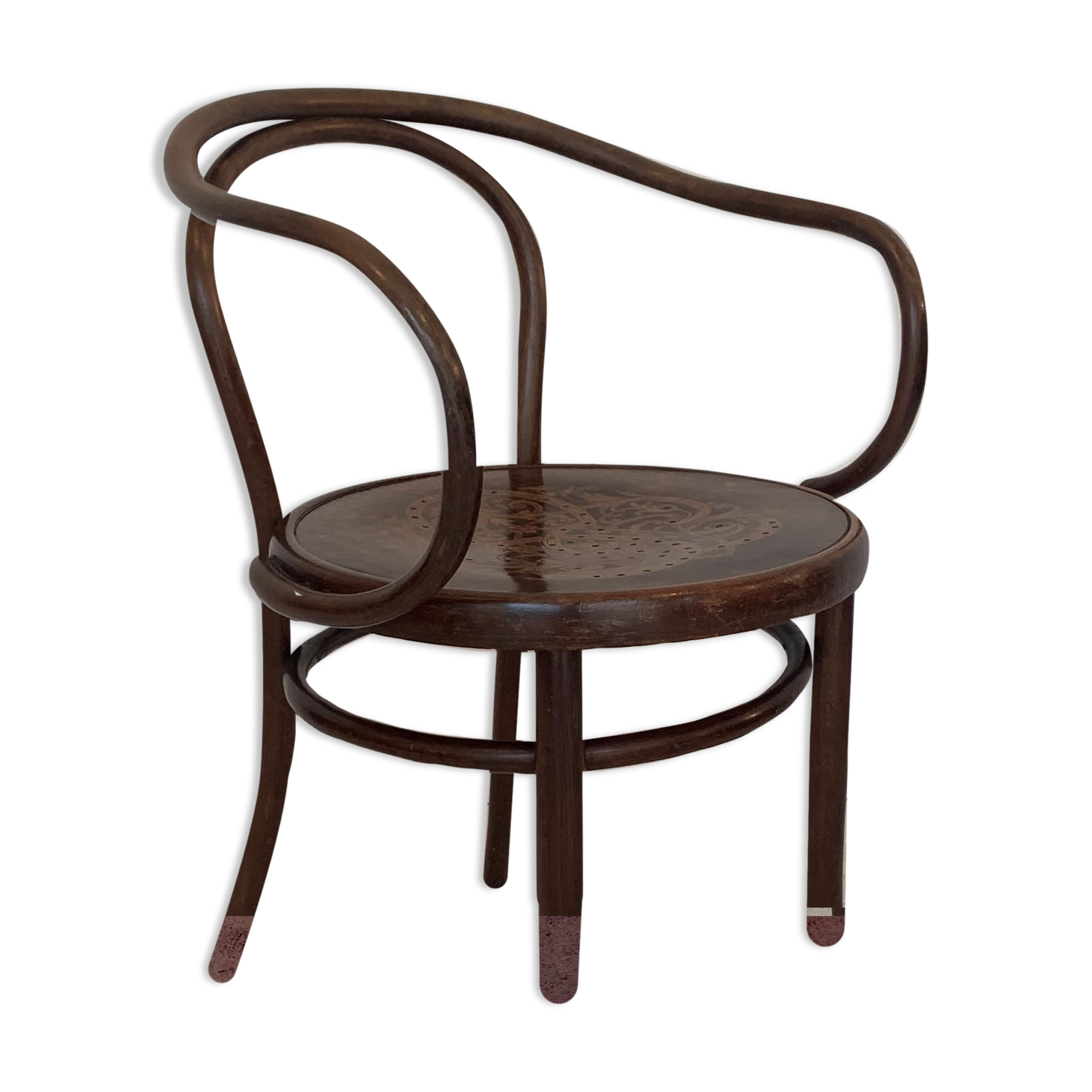 Fauteuil de bureau en bois courbé J.J  Kohn