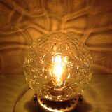 Structured glass globe lamp and metal-brass/ vintage 60s and 70s base