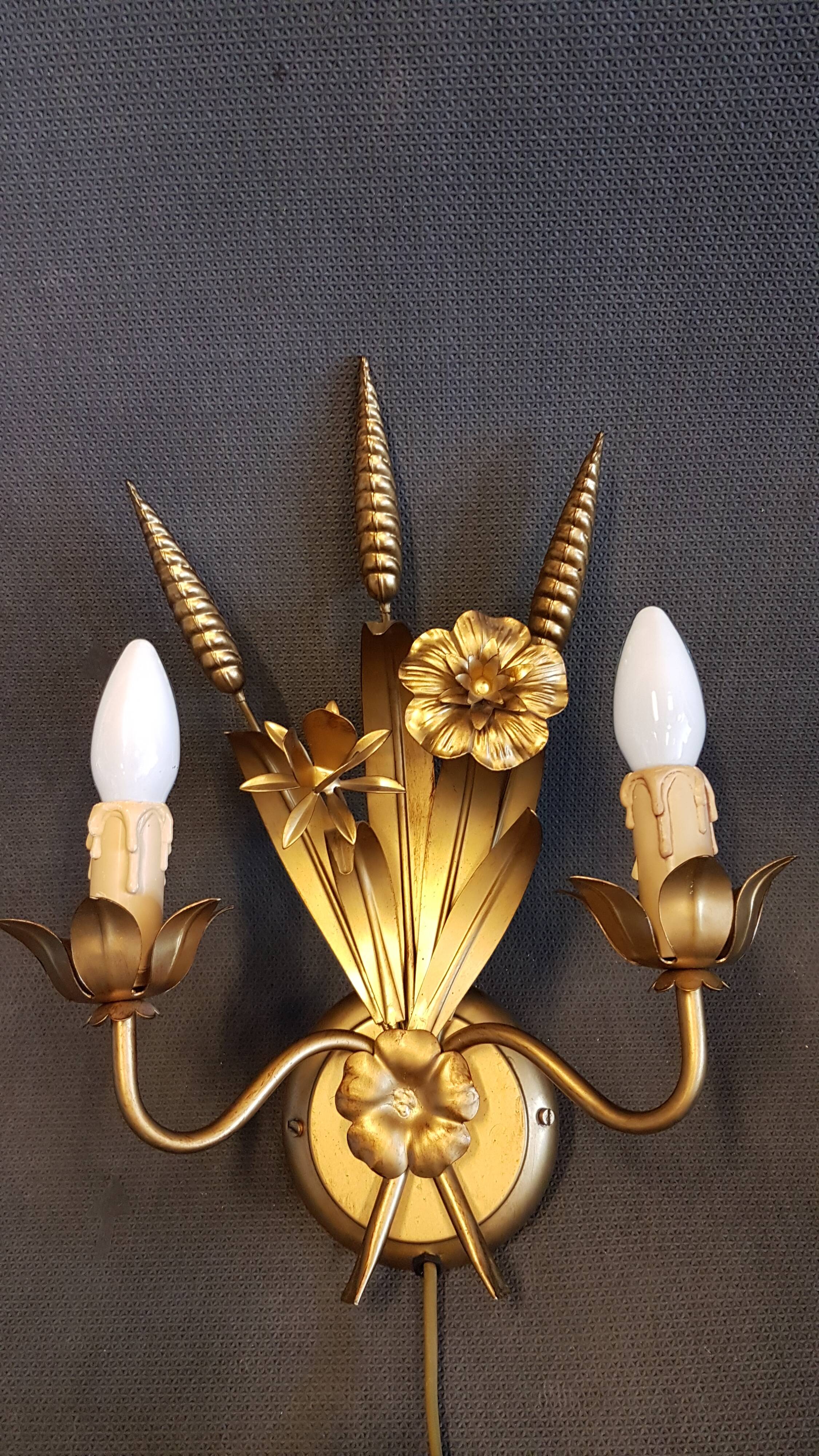 Wheat sheaf wall lamp, italy 1960s