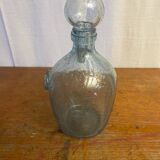Antique Biot bottle blue bubble blown glass + vintage stopper
