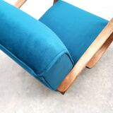 1930 Jindrich Halabala Bentwood Armchair in Teal Velvet