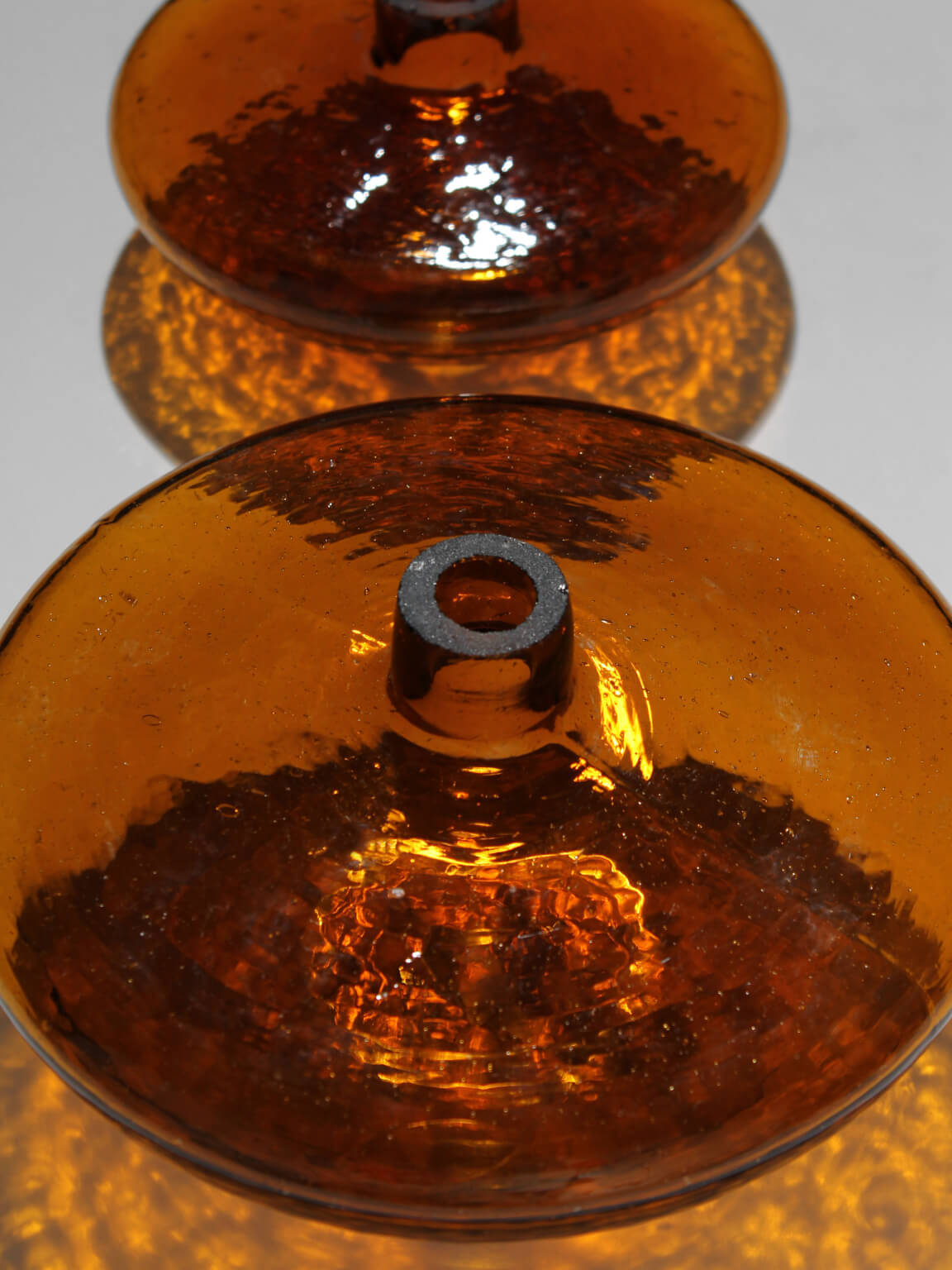 Pair Of Swedish “Bimatare” Amber Glass Vases, 1900s