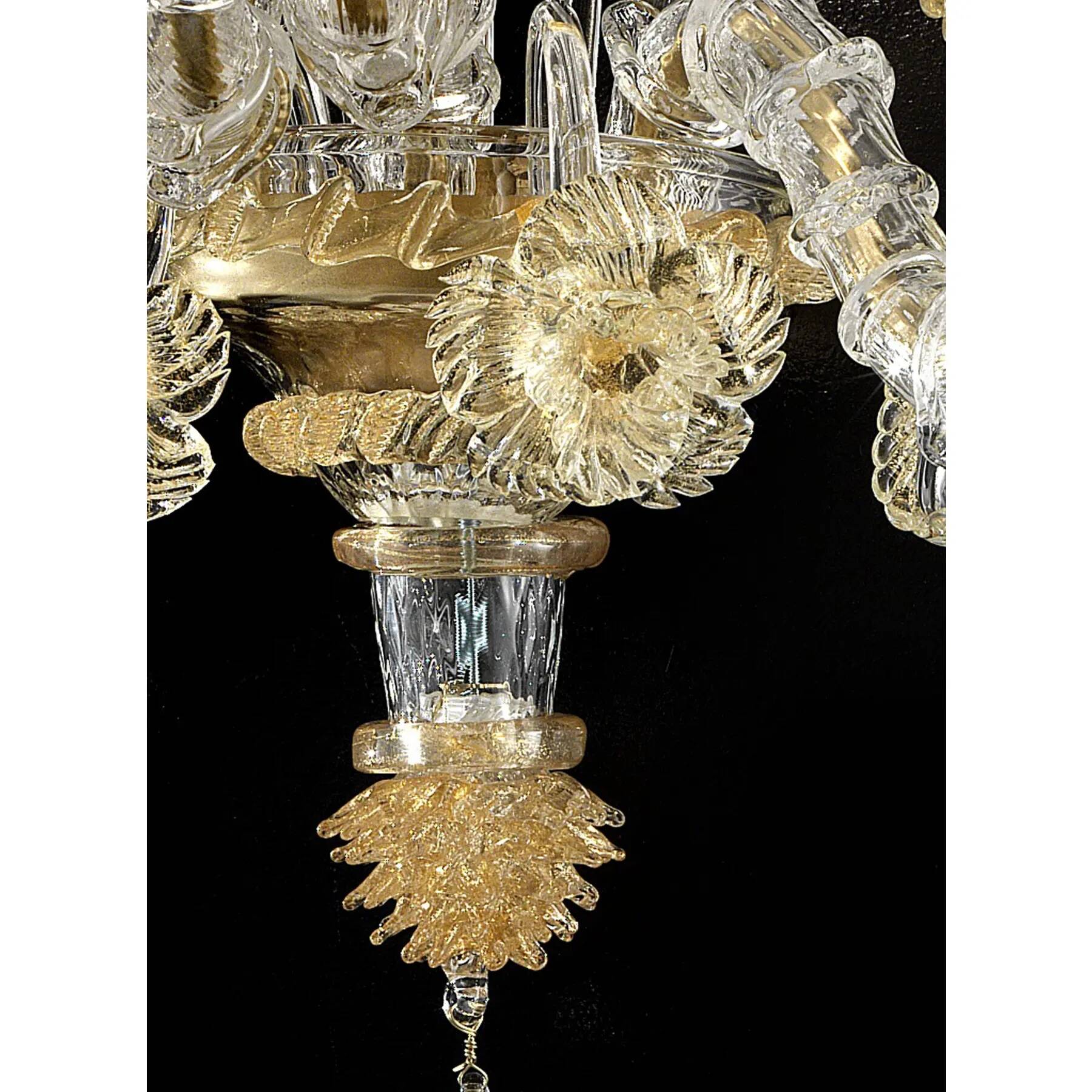 Luxury Italian "Ca' Rezzonico" With Gold Flowers and Leaves Murano Glass