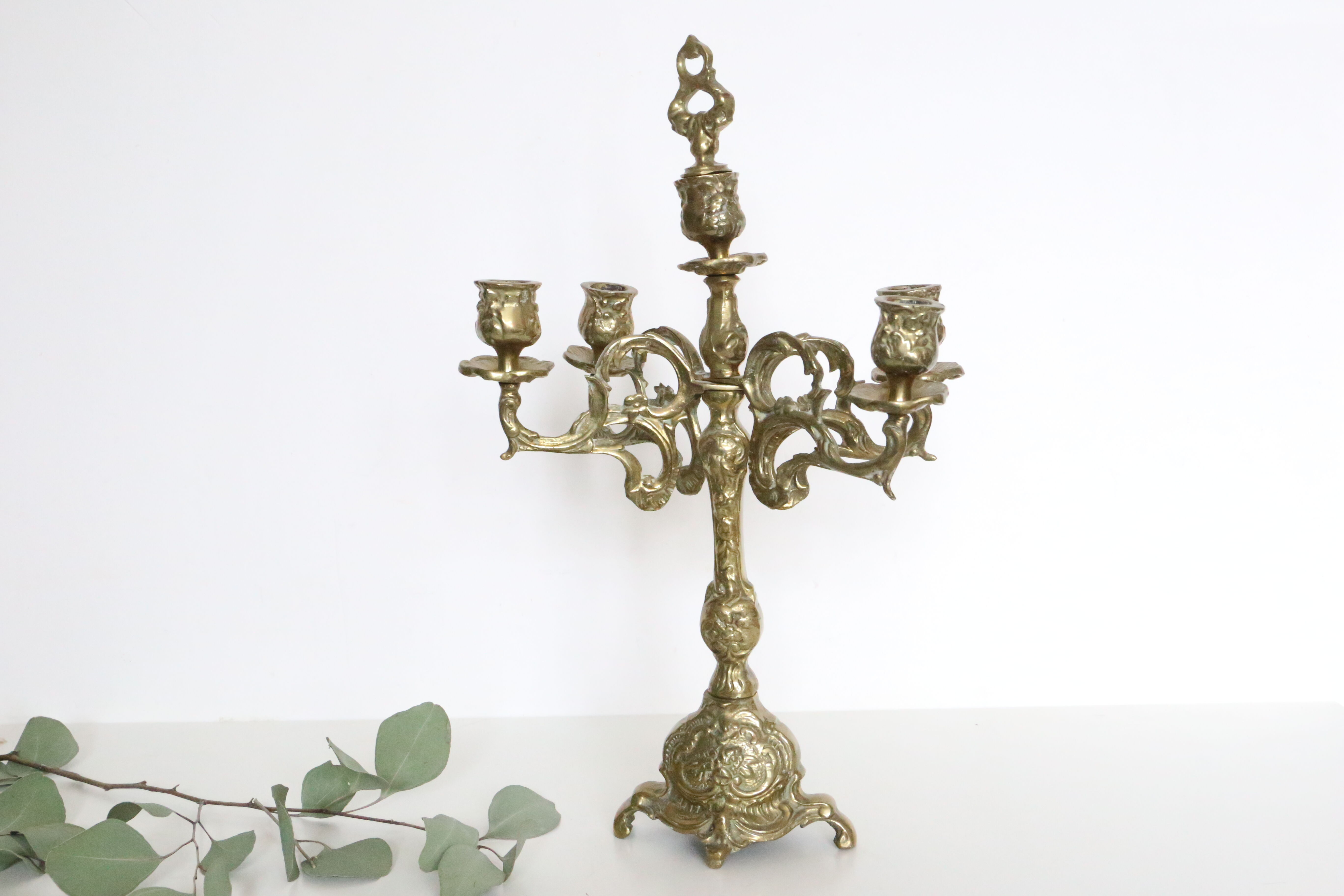 Candelabra and its smother, 5 lights, bronze