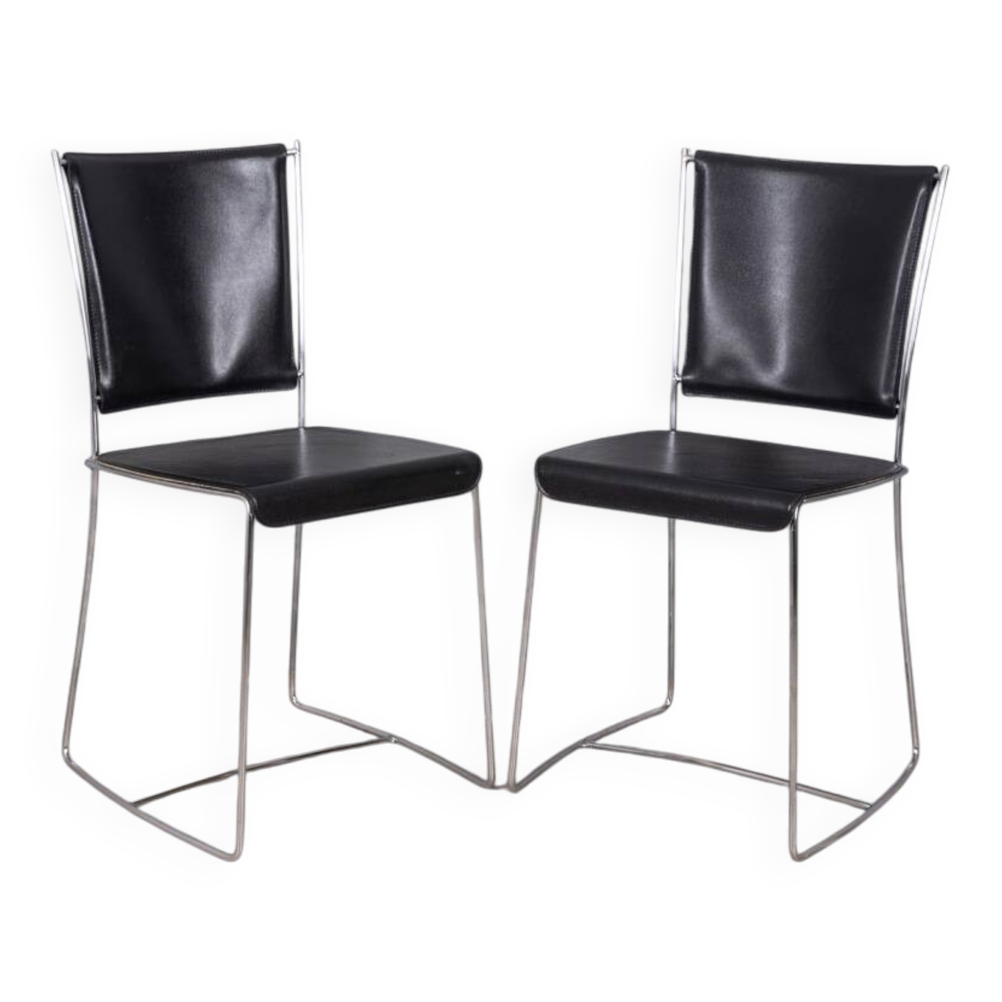 Pair of vintage leather chairs from the 1990s, designed by Segis Italia