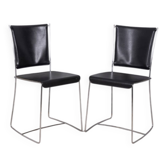 Pair of vintage leather chairs from the 1990s, designed by Segis Italia
