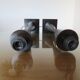 Pair of wooden diabolo lamps workshop lumen 80s