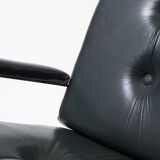 Lounge chair in green leather and chrome, 1970s