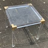 Sofa tip or transparent plexiglass, glass and brass 1970