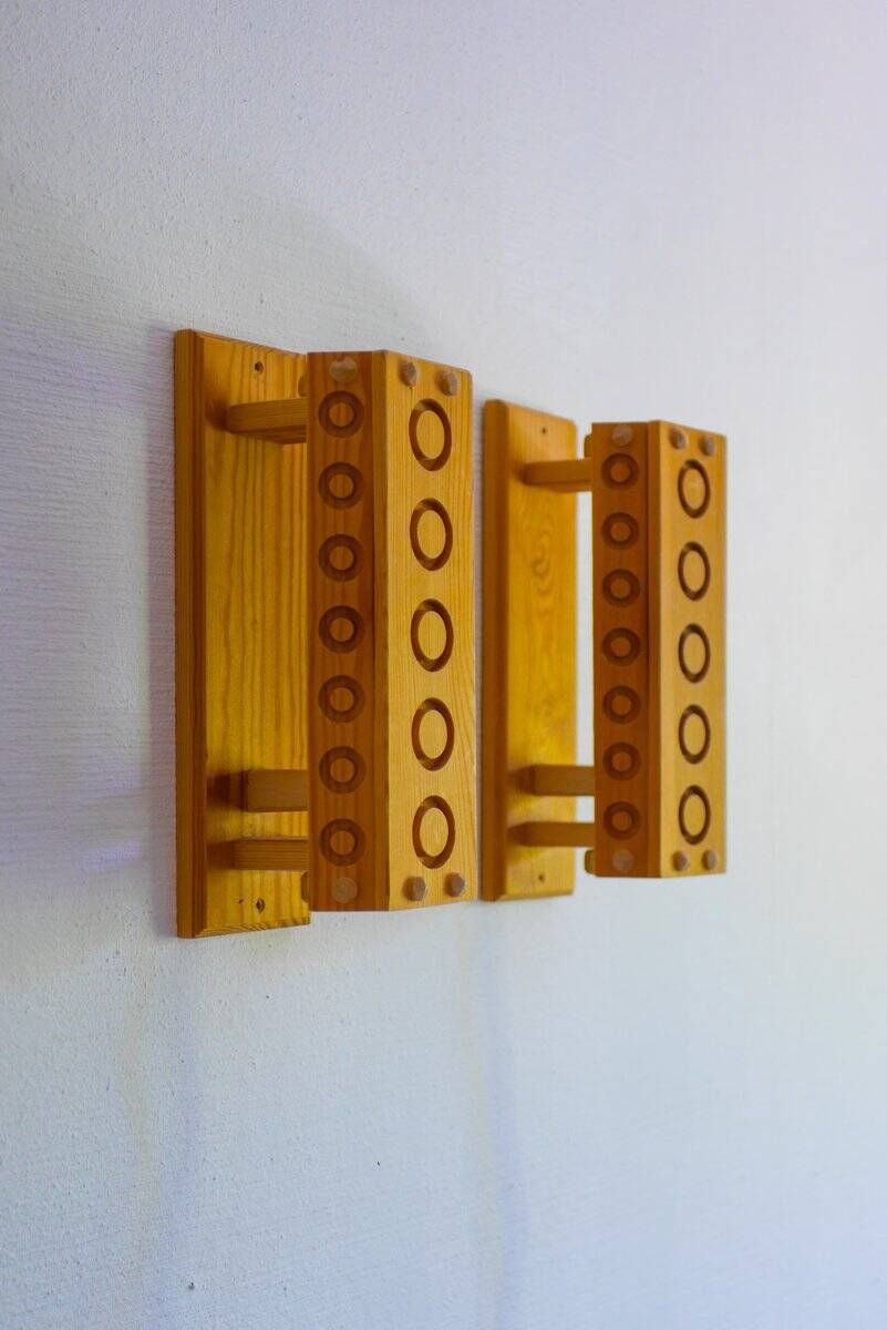 Mid-century modern pine wall sconces from Vemdalia, Sweden, 1975, set of 2