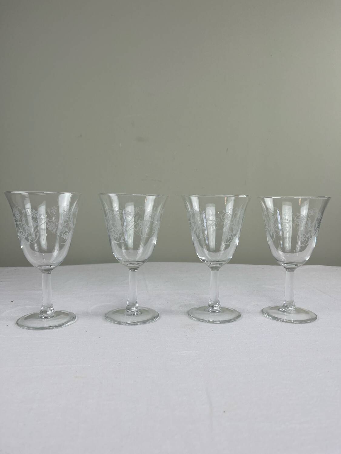 Engraved footed glasses