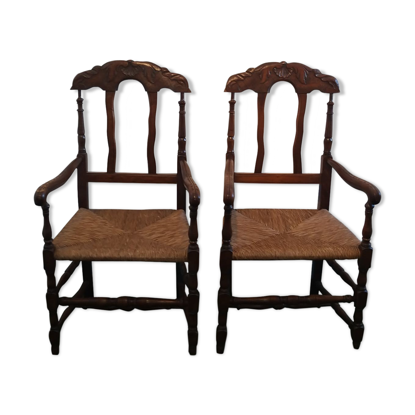 Pair of provençal walnut armchairs