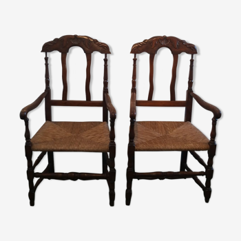 Pair of provençal walnut armchairs