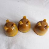 Marbled glass tripod egg cups