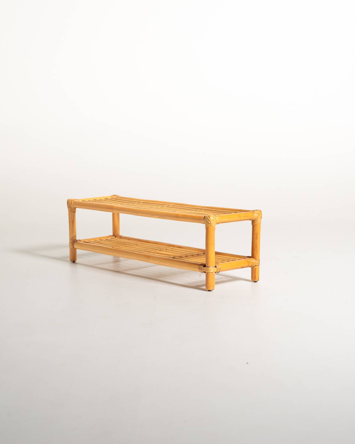 Scandinavian bamboo and rattan bench, second half of the 20th century