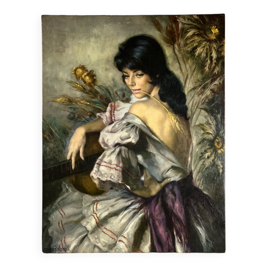 Painting “The Gypsy with the Golden Wheat”, Francisco Ribera | Selency