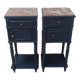 Pair of old bedside tables with marble top