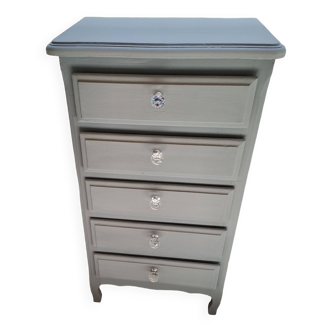 Grey painted wooden chest of drawers, France 1940