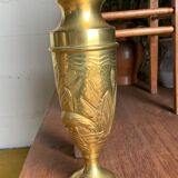 Brass vase with crane decoration