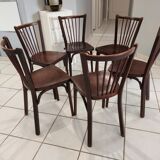 Suite de 6 chaises de bistrot Baumann vintage 1960